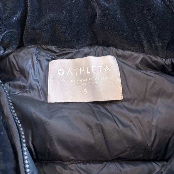 Athleta Women’s Lofty Velvet Goose Down Full Zip Puffer Vest Black S No Hood - Picture 6 of 9